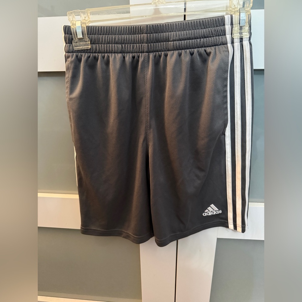 adidas Black Shorts with White Side Stripes and Logo - Kids